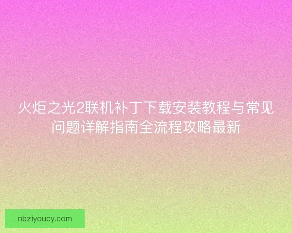 火炬之光2联机补丁下载安装教程与常见问题详解指南全流程攻略最新